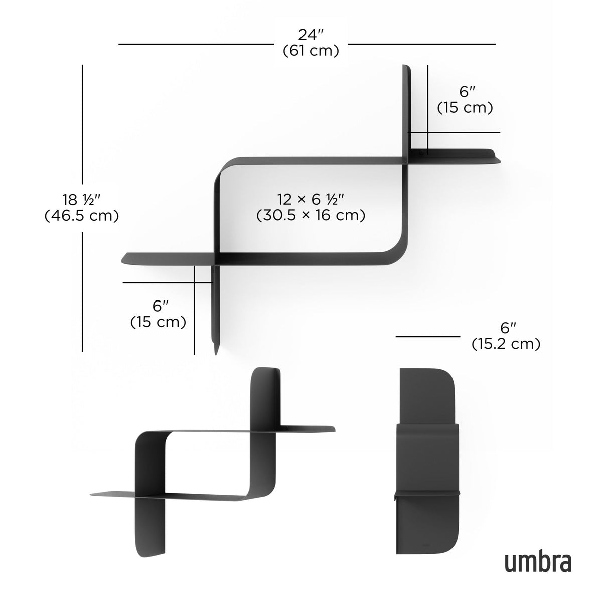 Montage Metal Wall Shelves, Set of 2